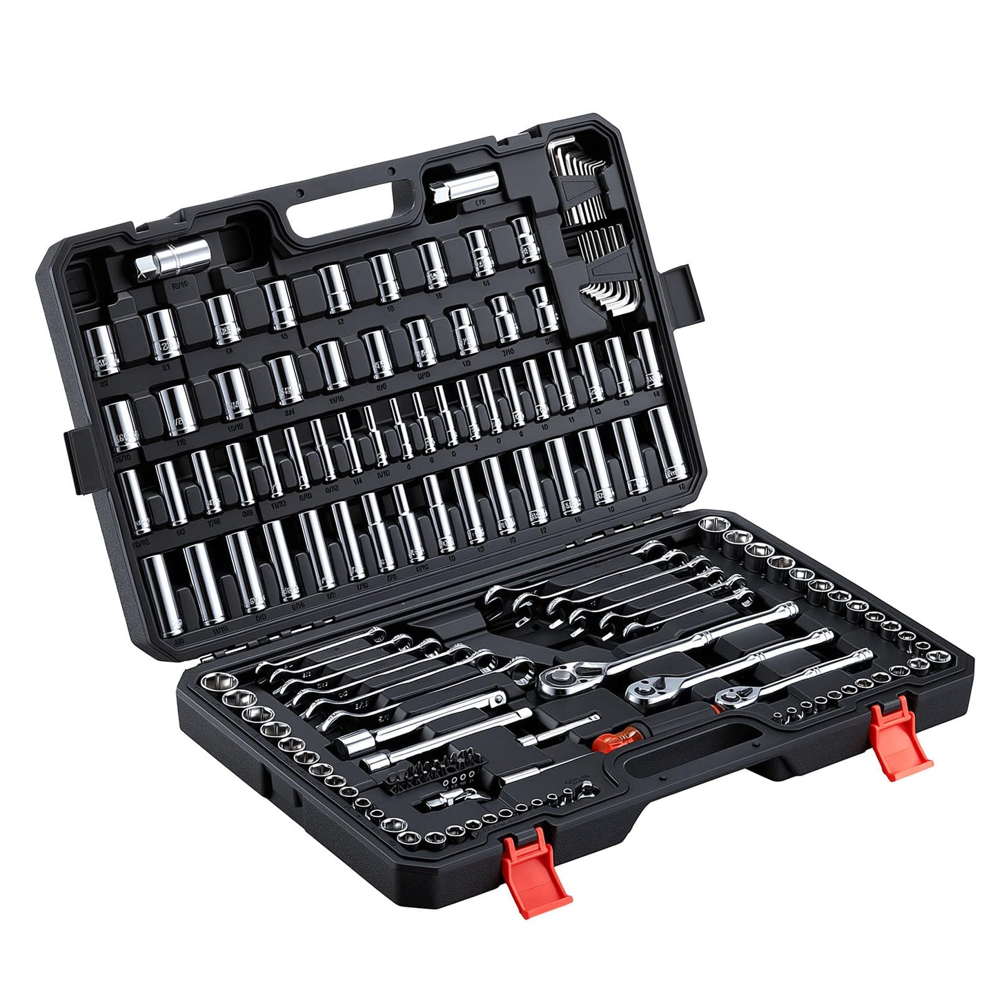 Mechanics Tool Set – 159PCS Socket & Wrench Kit – 1/4" 3/8" 1/2" Drive – SAE & Metric – Screwdriver Bits – Auto Repair Tool Kit – Storage Case