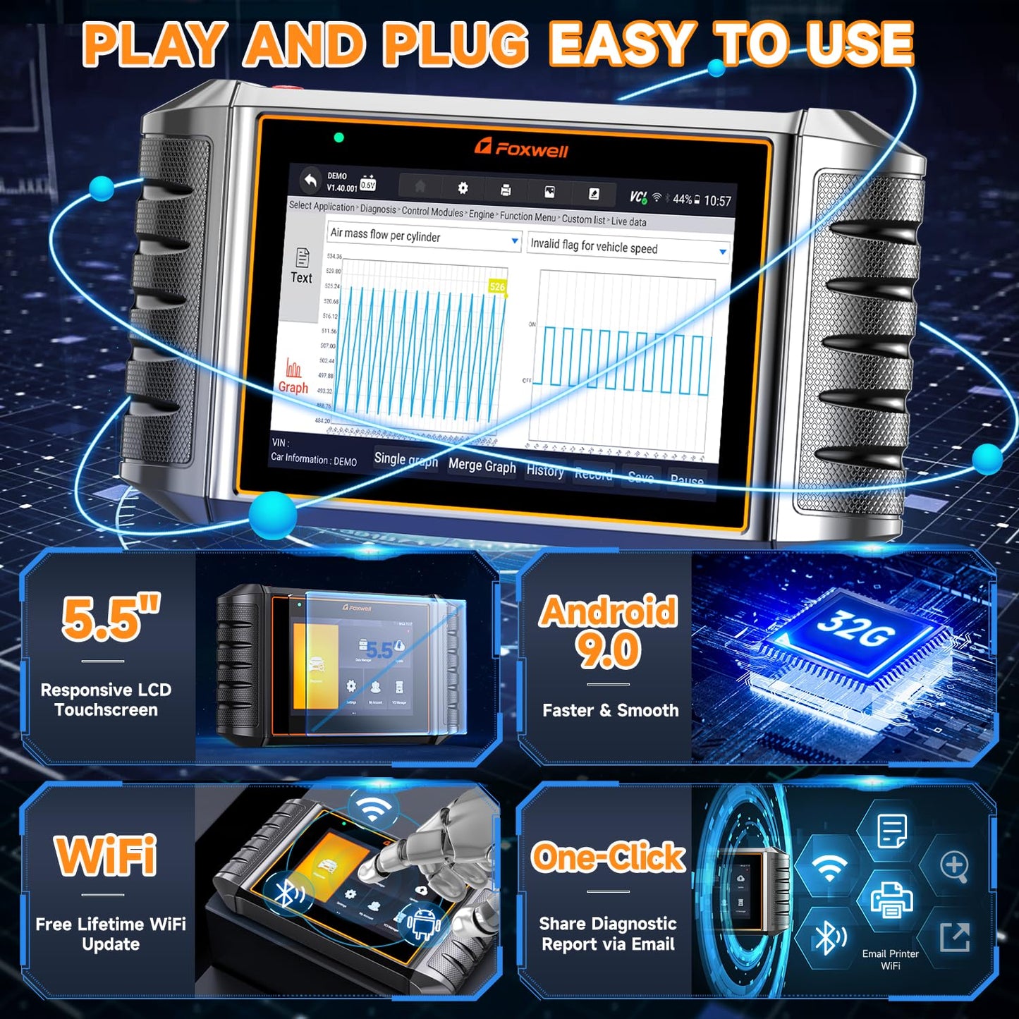 OBD2 Diagnostic Scanner – All System Code Reader – Car Endoscope Camera – Engine ABS SRS Diagnostics – Live Data Tool – Professional Scan Kit