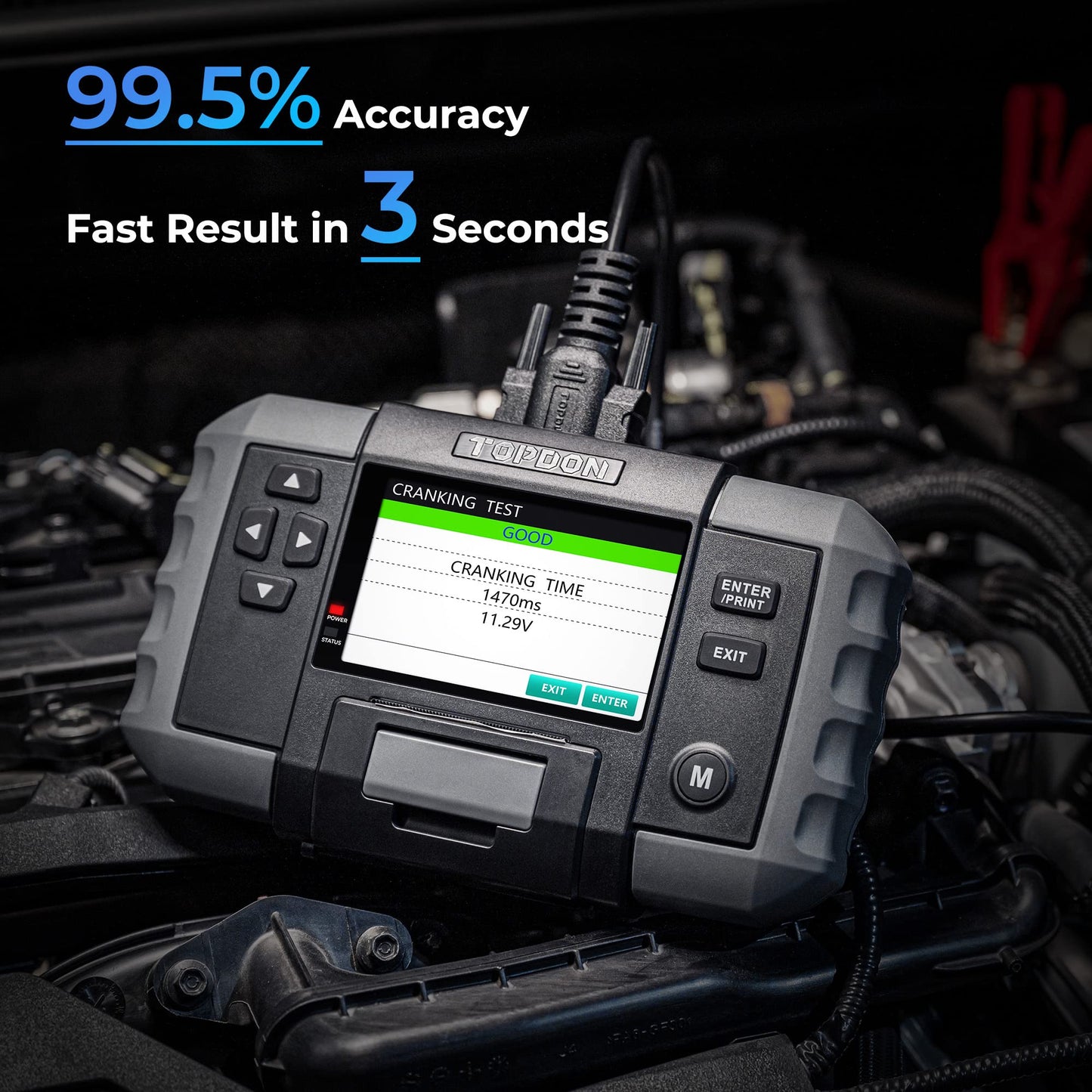 Car Battery Tester – 12V/24V Cranking & Charging Test – Alternator Load Test – 100-2000CCA – Digital Battery Diagnostic Tool – Built-in Printer