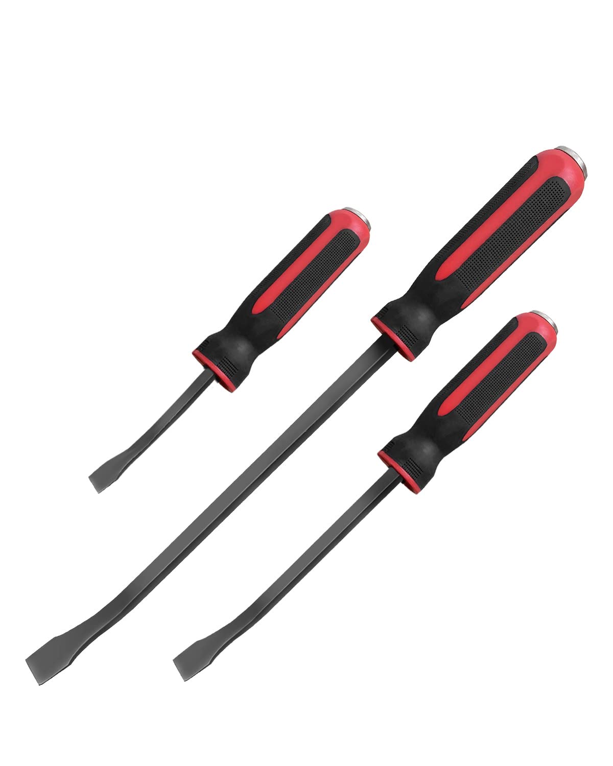 Pry Bar Set – 3PCS Hand Tool Kit – Strike Cap Handle – Angled Tip – Rust Proof – Prying Scraping Lifting Pulling Tools – Automotive Repair Set