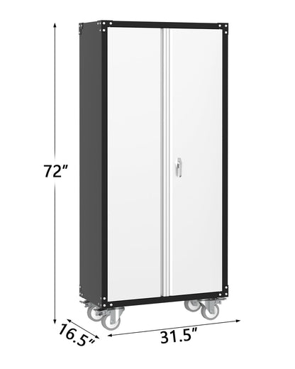 Rolling Tool Cabinet – 72" Heavy Duty Steel Storage – Lockable Wheels – Adjustable Shelves – Pegboard Organizer – Garage Workshop Tool Cabinet