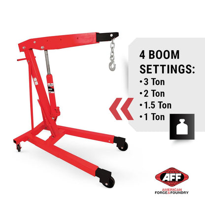 Engine Hoist – 3 Ton Hydraulic Engine Crane – Heavy Duty Garage Shop Lift – Automotive Engine Removal & Support Tool