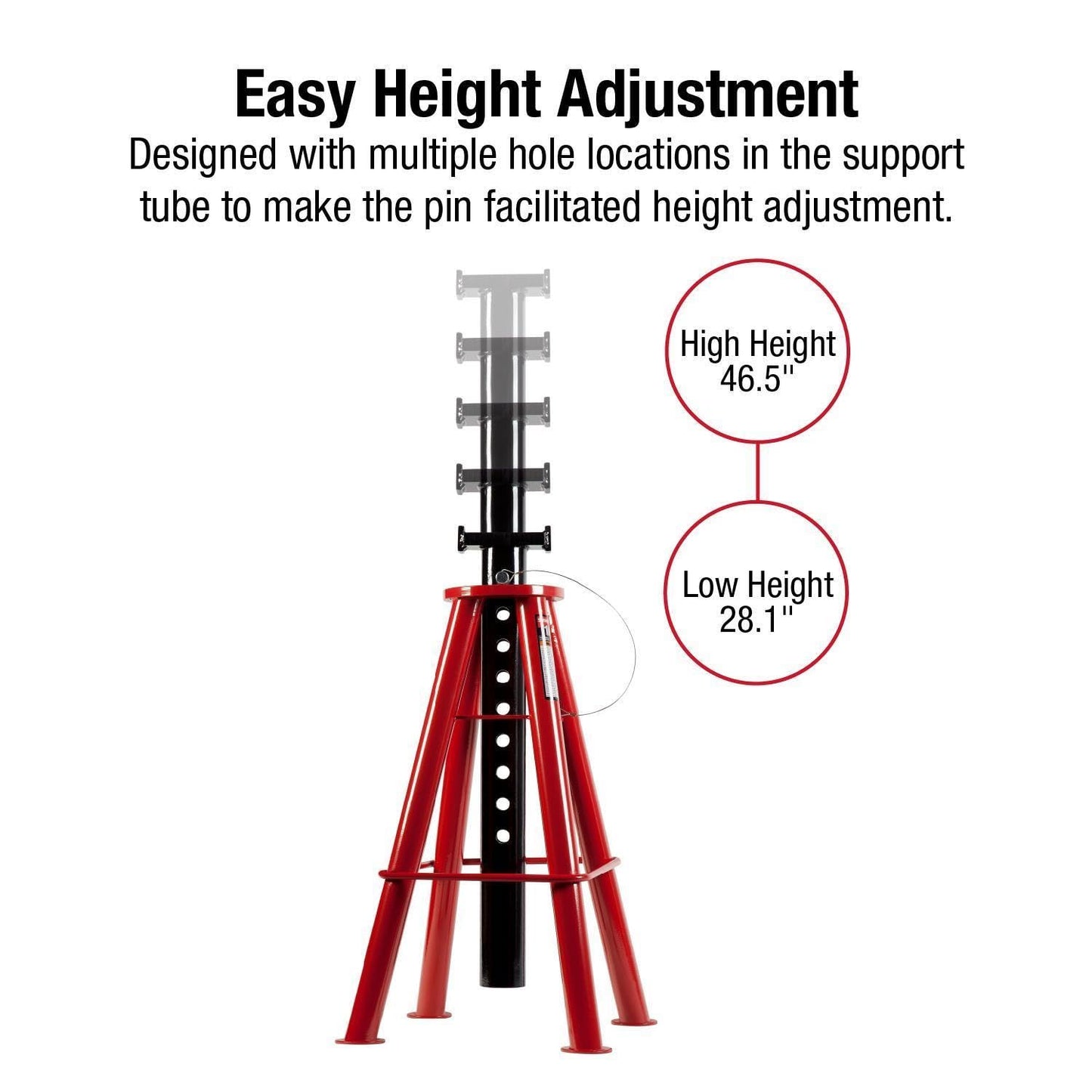 Jack Stands – 10 Ton Heavy Duty Pair – Pin Style High Height Support Stands – Adjustable Truck & Equipment Safety Stand – Garage Lift Stand