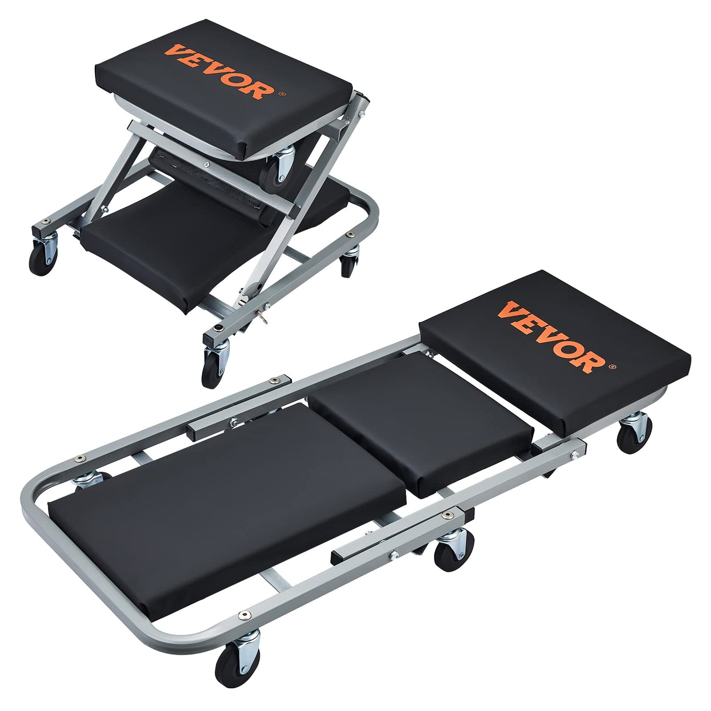 Z Creeper Seat – 2-in-1 Mechanic Creeper – 36" Low Profile Garage Seat – 300LB Capacity – Rolling Workshop Creeper – Automotive Repair Stool
