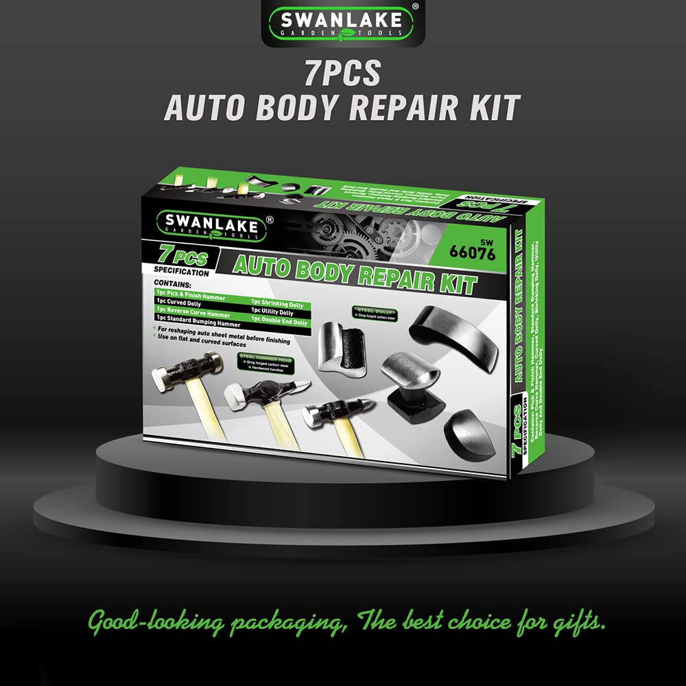 Auto Body Repair Kit – 7PCS Hammer & Dolly Set – Carbon Steel Dent Repair Tools – Car Body Fender Repair Tool Kit – Automotive Hand Tool Set