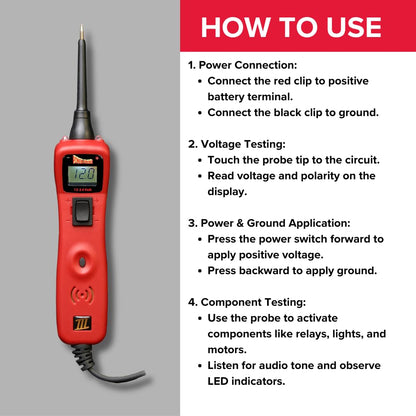 Automotive Circuit Tester – Digital Power Probe Tool – Voltage Resistance Current Diagnostic Tester – AC/DC Electrical System Test Kit – Car Repair Tool