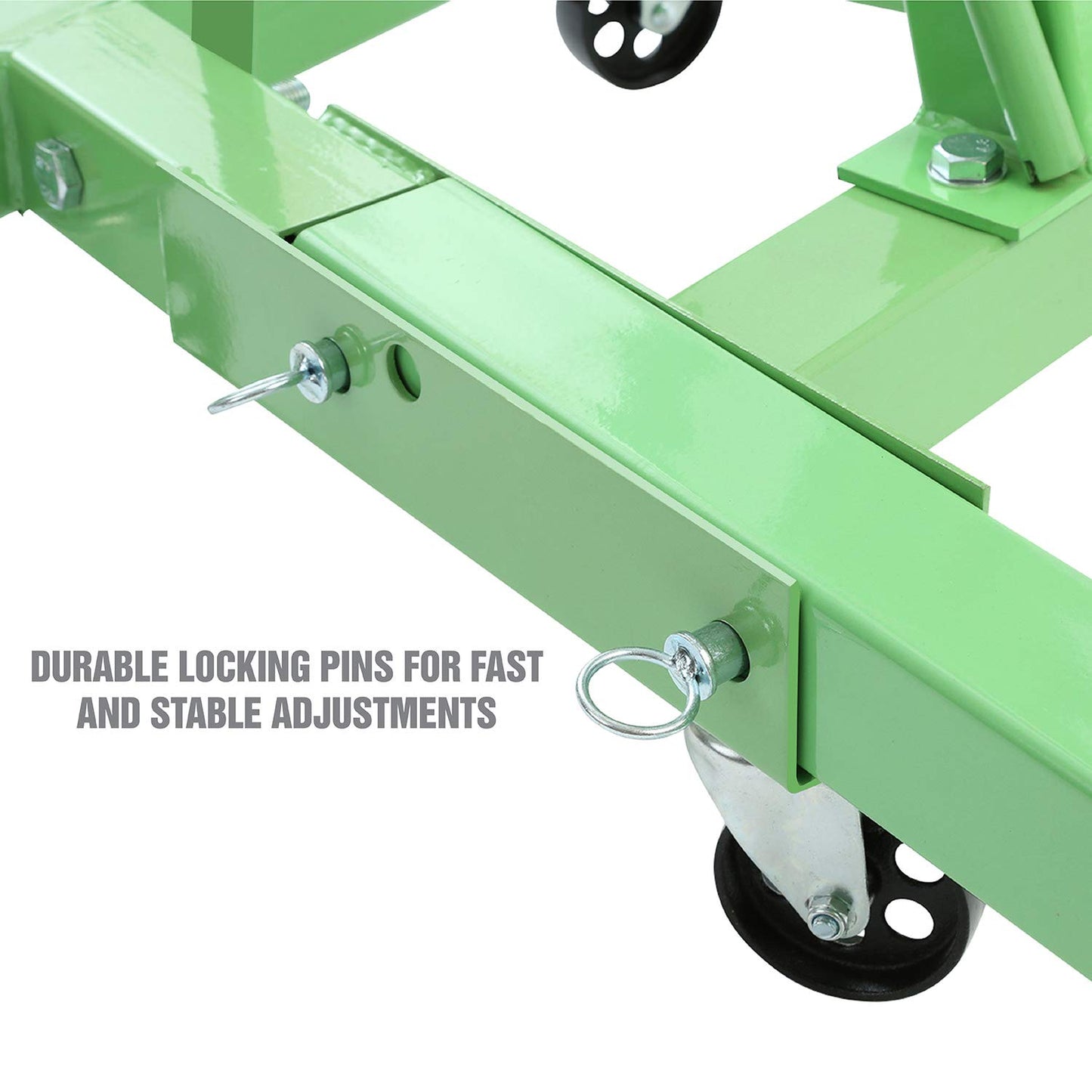 Engine Hoist – 2 Ton Foldable Cherry Picker Crane – Adjustable Boom – 4 Wheel Steel Caster Lift – Garage Engine Removal & Transport Tool