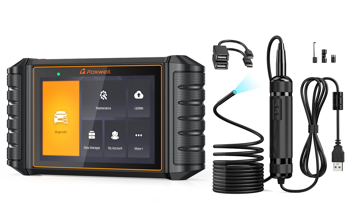 OBD2 Diagnostic Scanner – All System Code Reader – Car Endoscope Camera – Engine ABS SRS Diagnostics – Live Data Tool – Professional Scan Kit