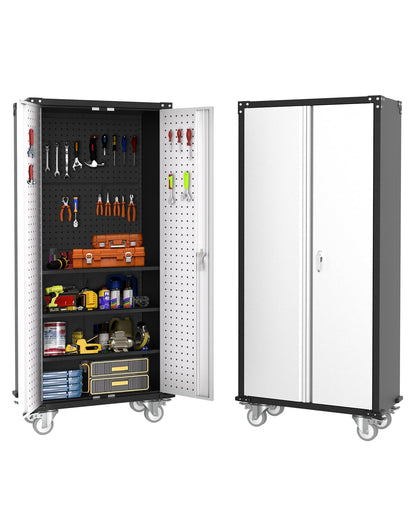 Rolling Tool Cabinet – 72" Heavy Duty Steel Storage – Lockable Wheels – Adjustable Shelves – Pegboard Organizer – Garage Workshop Tool Cabinet