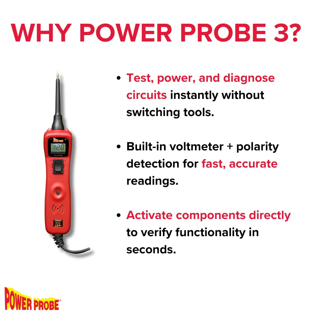 Automotive Circuit Tester – Digital Power Probe Tool – Voltage Resistance Current Diagnostic Tester – AC/DC Electrical System Test Kit – Car Repair Tool