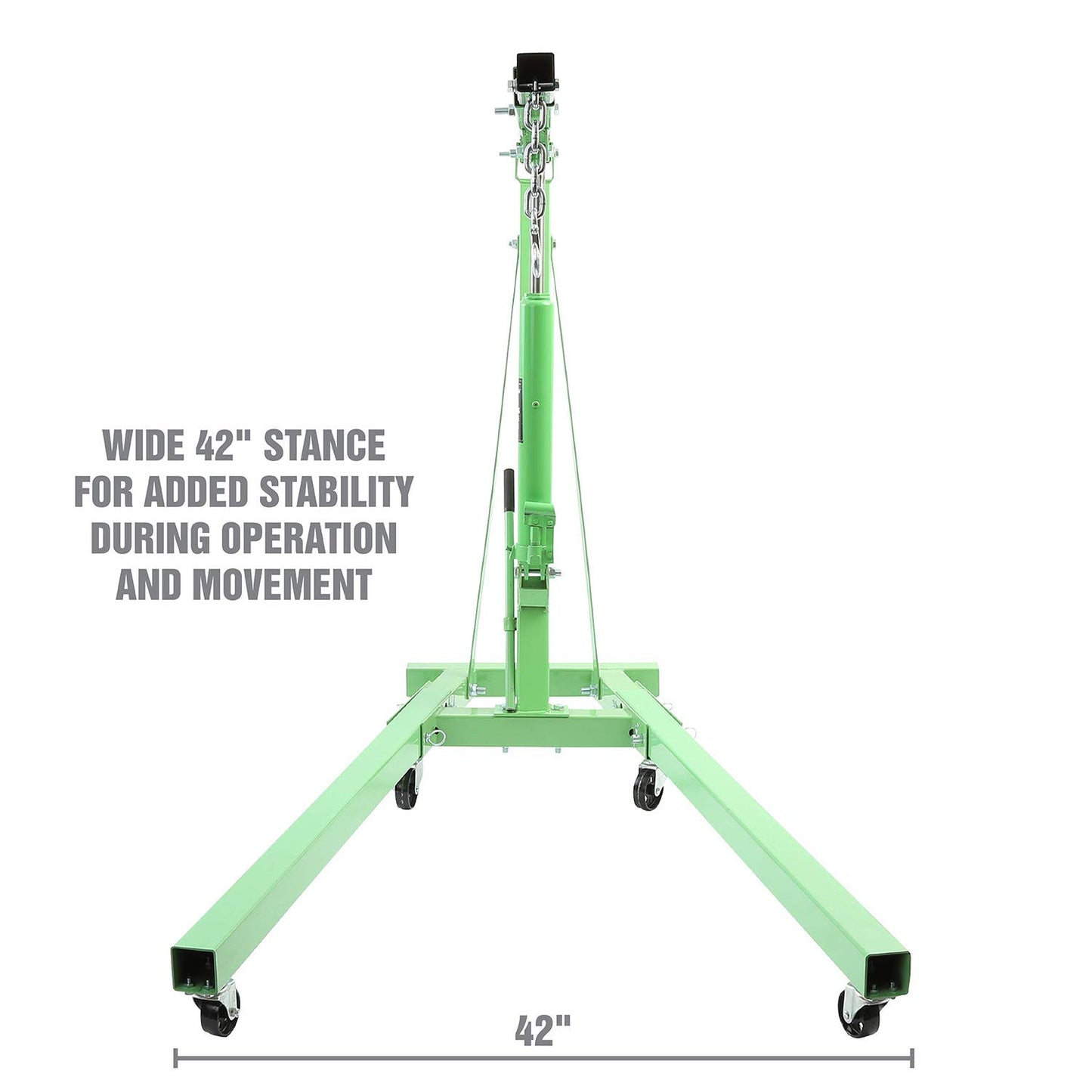 Engine Hoist – 2 Ton Foldable Cherry Picker Crane – Adjustable Boom – 4 Wheel Steel Caster Lift – Garage Engine Removal & Transport Tool