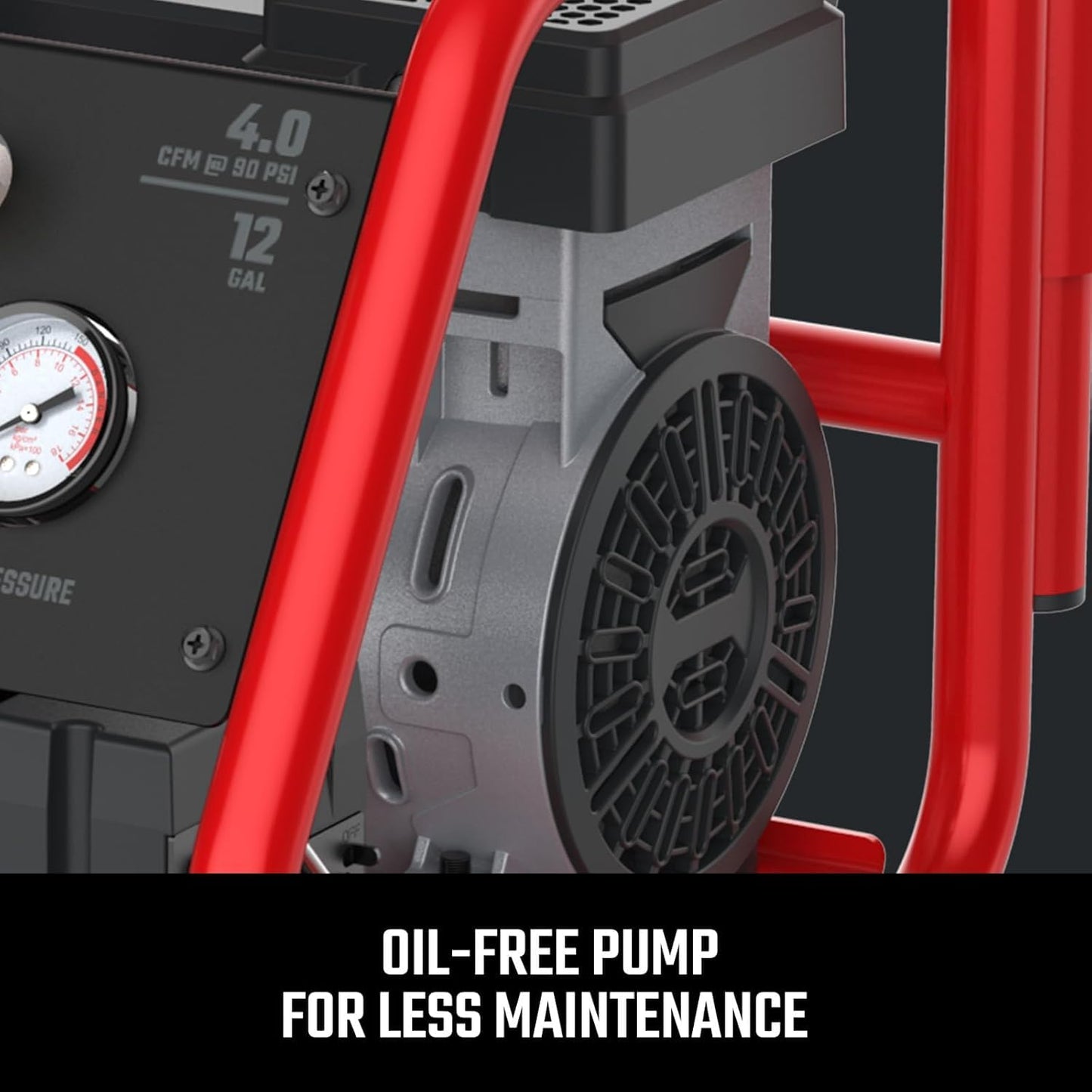 Air Compressor – 12 Gallon – Ultra Quiet – 1.5 HP – Oil-Free – Vertical Tank – 150 PSI Max – Portable Shop Compressor – Auto Repair Tool