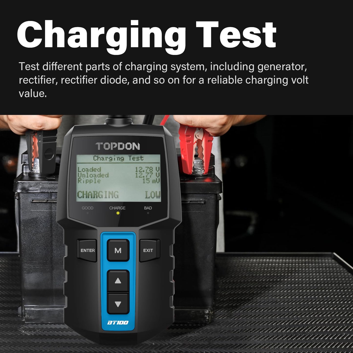 Car Battery Tester – 12V Load Tester – 100-2000CCA – Alternator Starter Charging Cranking System Analyzer – Automotive Digital Battery Diagnostic Tool – Car Truck Motorcycle ATV SUV Boat Yacht