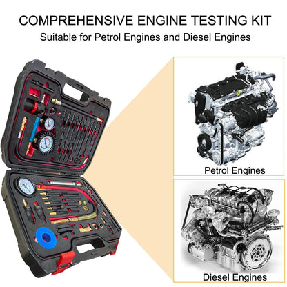 Engine Compression & Leak Down Tester Kit – Diesel & Petrol Diagnostic Tool – Dual Gauge Cylinder Pressure Tester – Automotive Engine Maintenance Scan Kit