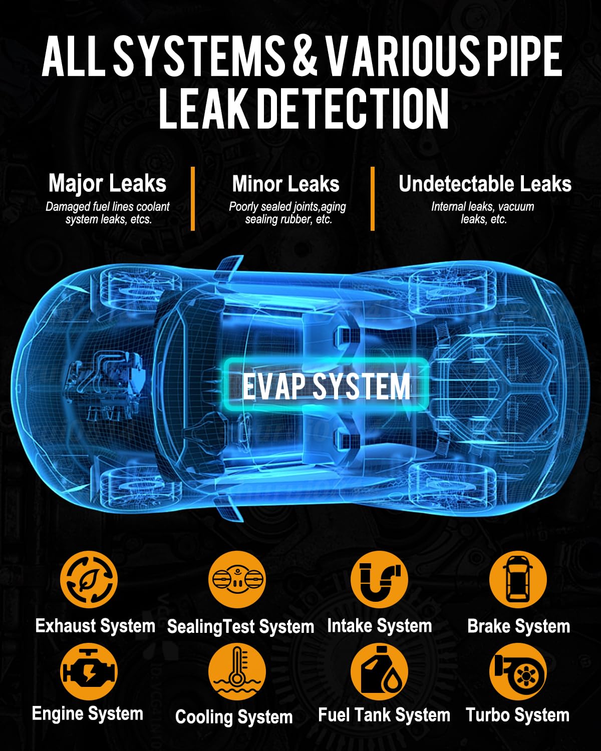 Automotive Smoke Leak Detector – Built-in Air Compressor – EVAP Vacuum Fuel System Leak Tester – Car Diagnostic Smoke Machine – Professional Leak Detection Tool