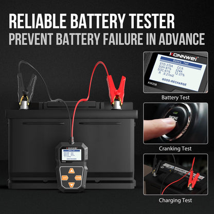 Car Battery Tester – 12V Battery Load Tester – Alternator Starter Charging Cranking System Analyzer – Automotive Digital Battery Diagnostic Tool – Car Truck Motorcycle Marine