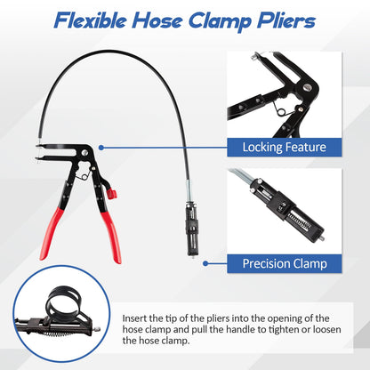 Hose Clamp Pliers Set – 9PCS Flexible Removal Tool Kit – Automotive Coolant Radiator Heater Water Hose Clamp Remover – Auto Repair Tool Kit
