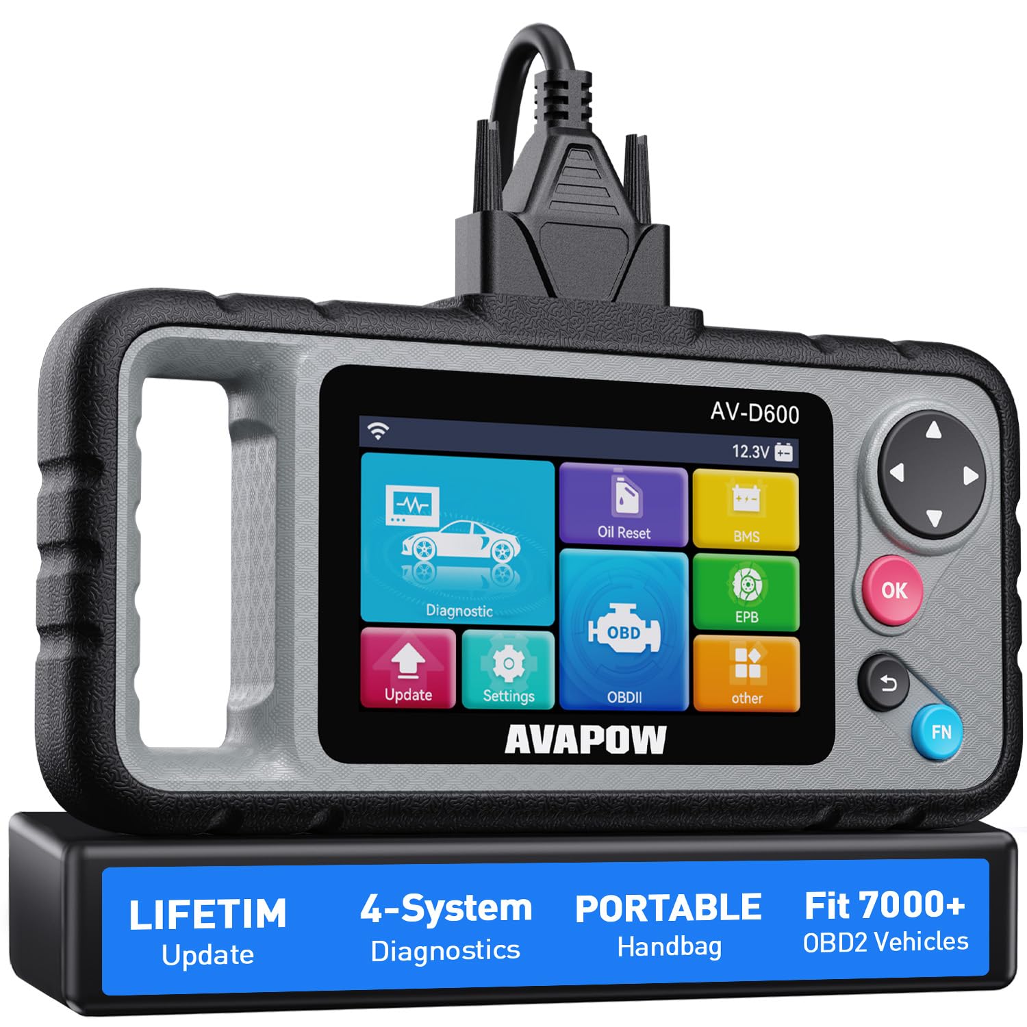 OBD2 Diagnostic Scanner – Engine Transmission ABS SRS – All Systems Code Reader – Oil EPB Reset – Auto VIN – Battery Match – WiFi Update – 7000+ Vehicles