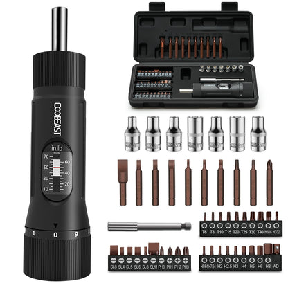Torque Screwdriver Set – 10-70 in-lb – 49PCS S2 Bits & Sockets – 1/4” Drive – Precision Repair Tool Kit