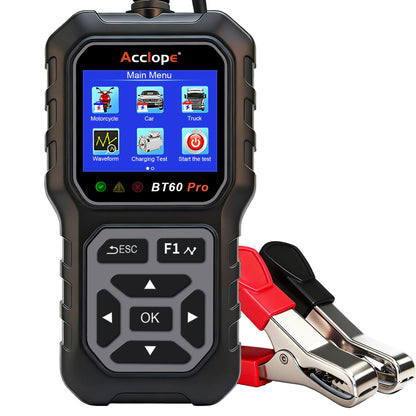 Car Battery Tester – 6V/12V/24V – 2–120Ah – 100–3000CCA – AGM Gel Lithium – Alternator Starter Charging System Analyzer – QR Cloud Report – Digital Checker