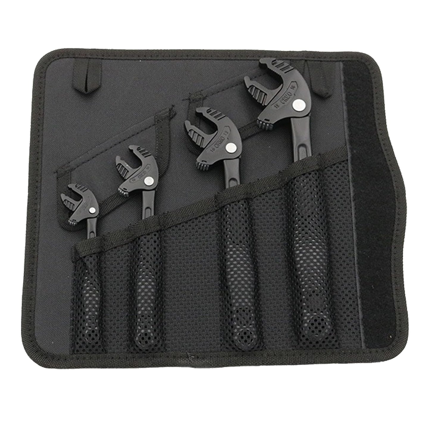 Adjustable Wrench Set – 4PCS Self-Locking Ratcheting Spanner – 7–19mm – Crab Mechanism – Auto & Pipe Repair Tool Kit