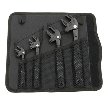 Adjustable Wrench Set – 4PCS Self-Locking Ratcheting Spanner – 7–19mm – Crab Mechanism – Auto & Pipe Repair Tool Kit