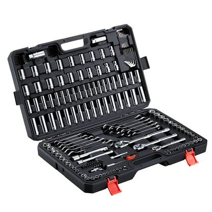 Mechanics Tool Set – 159PCS Socket & Wrench Kit – 1/4" 3/8" 1/2" Drive – SAE & Metric – Screwdriver Bits – Auto Repair Tool Kit – Storage Case
