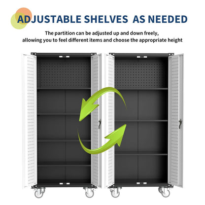 Rolling Tool Cabinet – 72" Heavy Duty Steel Storage – Lockable Wheels – Adjustable Shelves – Pegboard Organizer – Garage Workshop Tool Cabinet