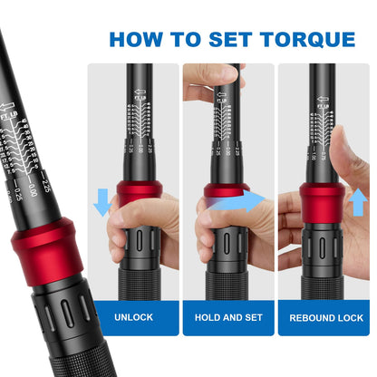 Click Torque Wrench – 3/8" Drive – 5-45 ft-lb / 6.8-61 N·m – Dual Direction – 72 Tooth – Precision Repair Tool