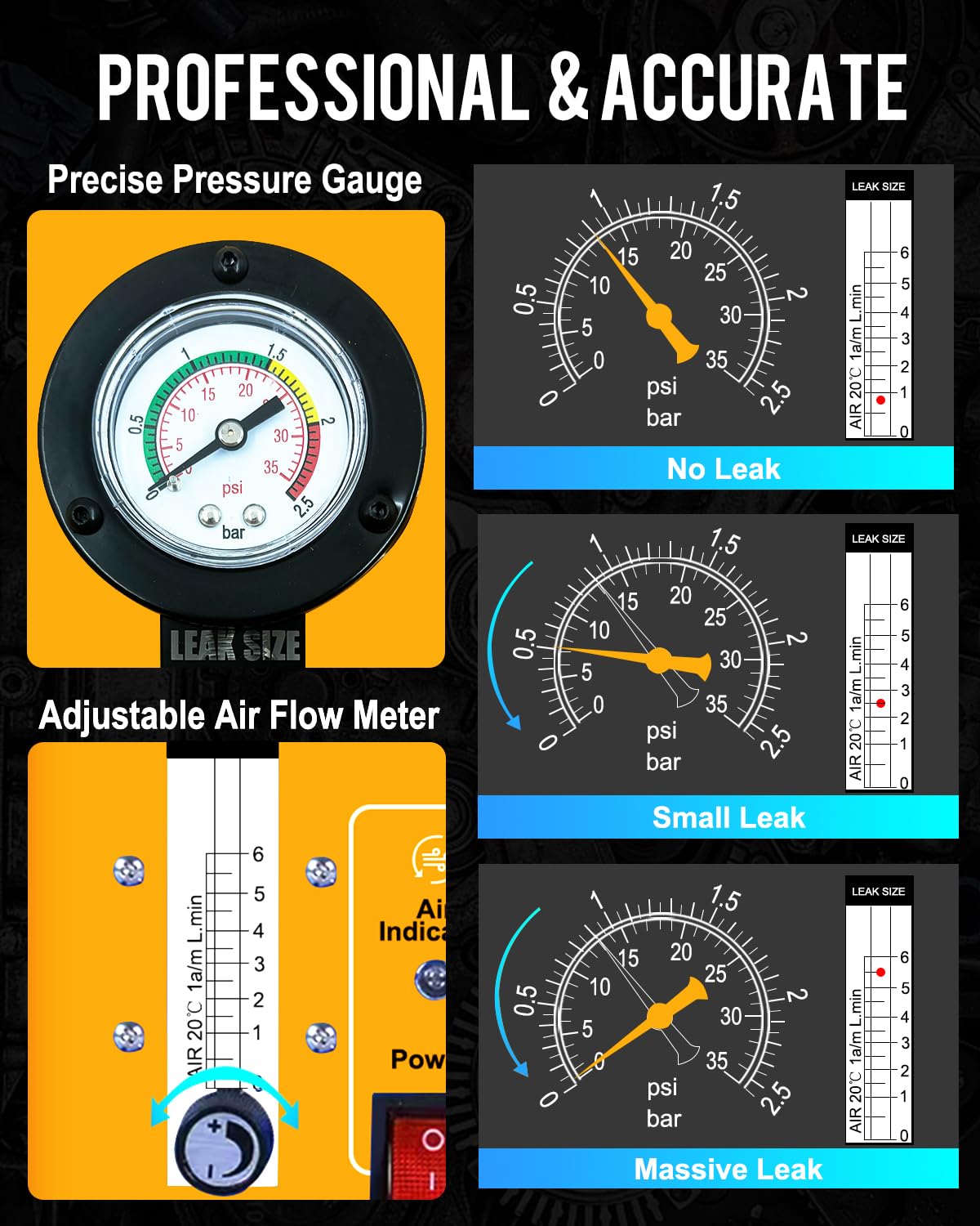 Automotive Smoke Leak Detector – Built-in Air Compressor – EVAP Vacuum Fuel System Leak Tester – Car Diagnostic Smoke Machine – Professional Leak Detection Tool