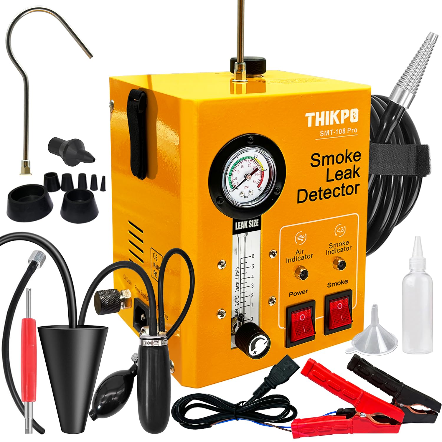 Automotive Smoke Leak Detector – Built-in Air Compressor – EVAP Vacuum Fuel System Leak Tester – Car Diagnostic Smoke Machine – Professional Leak Detection Tool