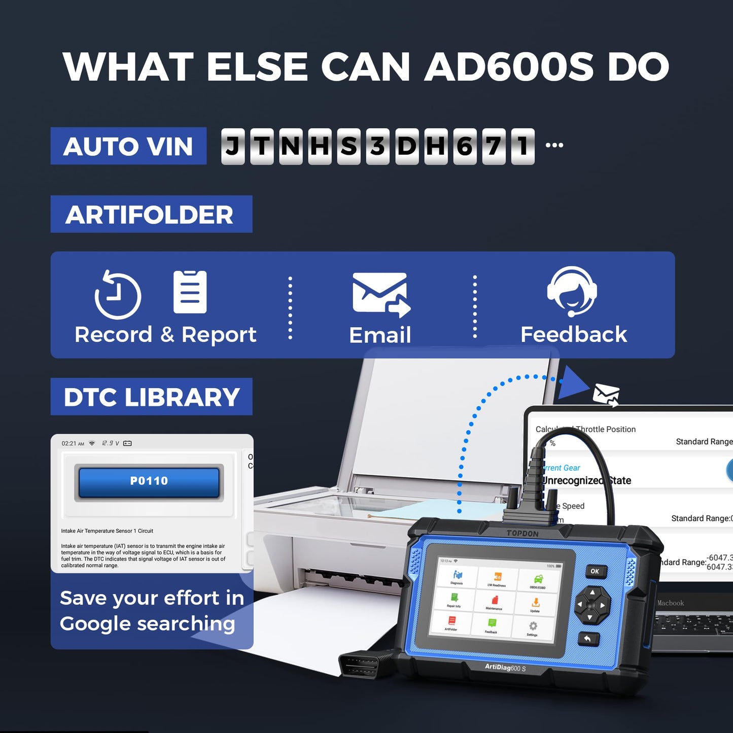 OBD2 Diagnostic Scanner – ABS/SRS/Engine/Transmission – 9 Reset Services – CAN-FD – Oil Brake BMS SAS DPF TPMS Reset – Injector Coding – Free Updates