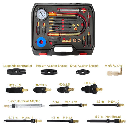 Engine Compression & Leak Down Tester Kit – Diesel & Petrol Diagnostic Tool – Dual Gauge Cylinder Pressure Tester – Automotive Engine Maintenance Scan Kit