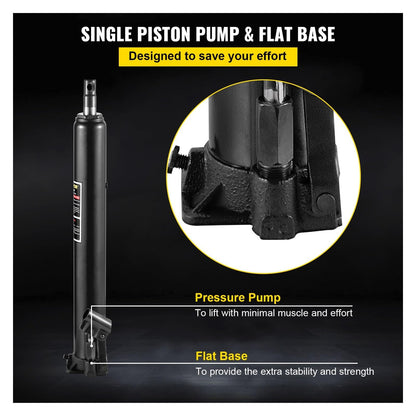 Hydraulic Engine Hoist Jack – 8 Ton Long Ram – Cherry Picker Lift Cylinder – Manual Pump Garage Shop Crane & Car Lifting Tool