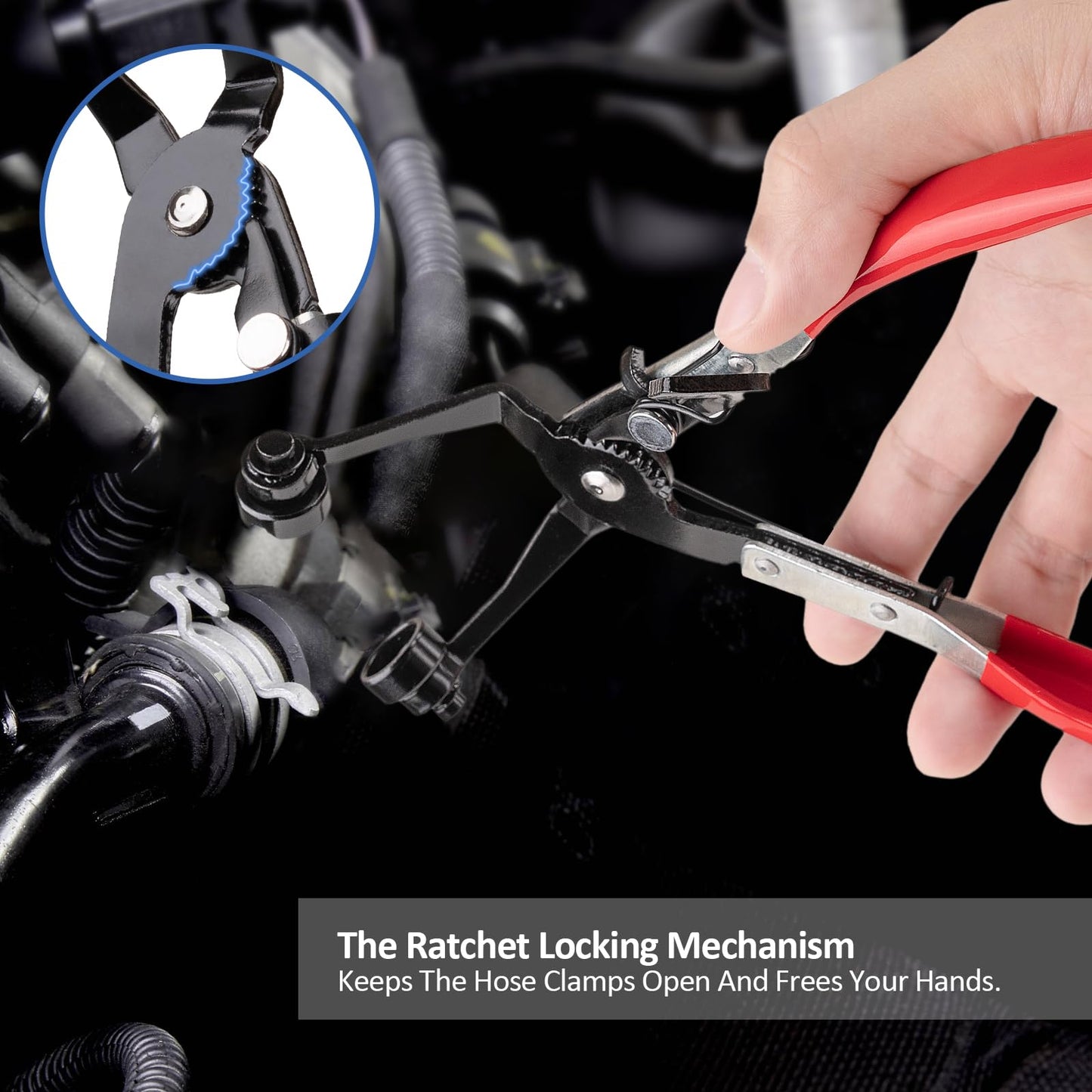 Hose Clamp Pliers Set – 9PCS Flexible Removal Tool Kit – Automotive Coolant Radiator Heater Water Hose Clamp Remover – Auto Repair Tool Kit