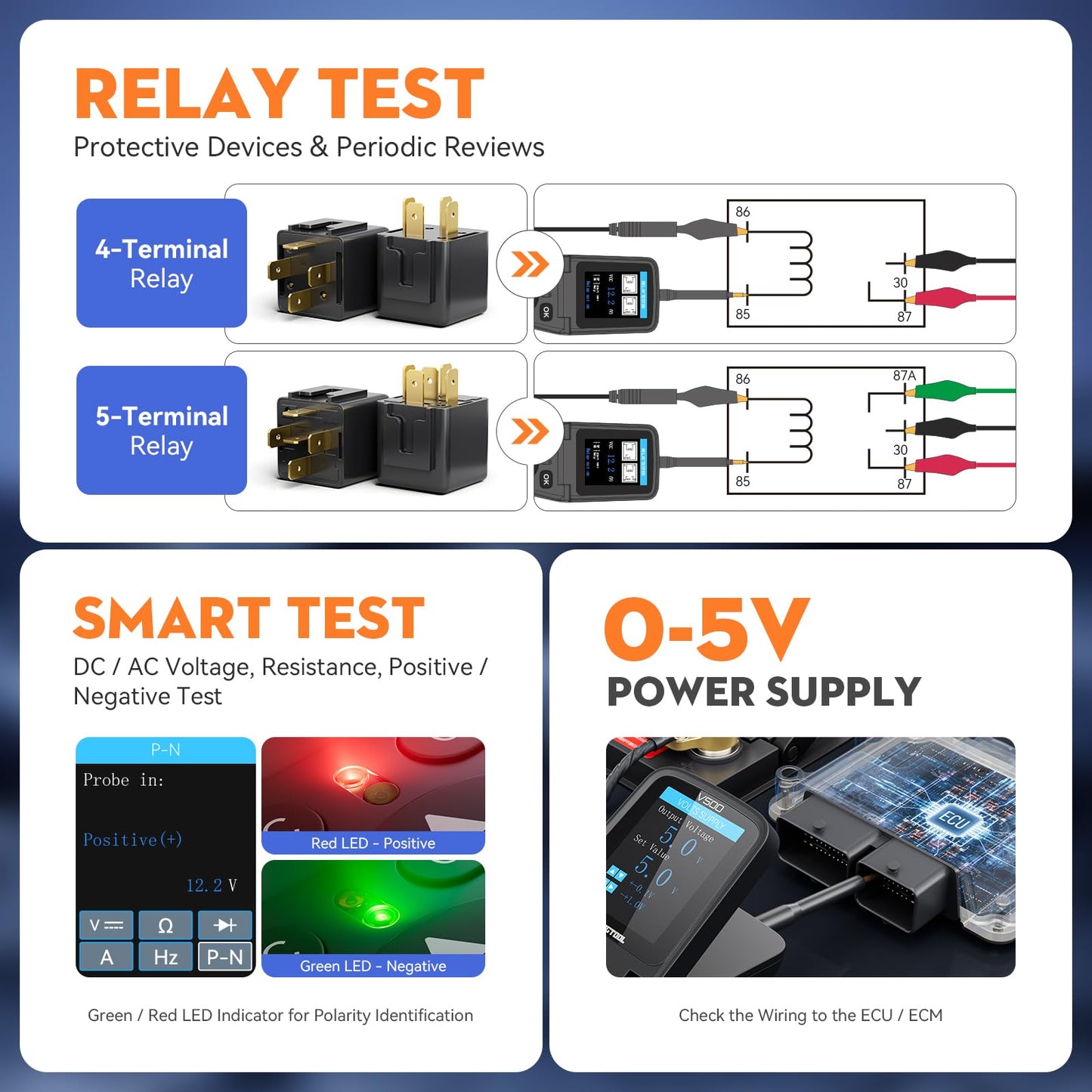 Automotive Circuit Probe Tester Kit – Car Electrical Diagnostic Tool – Short/Open Circuit Finder – Oscilloscope & Multimeter Functions – Relay Fuse Injector & AC/DC Tester