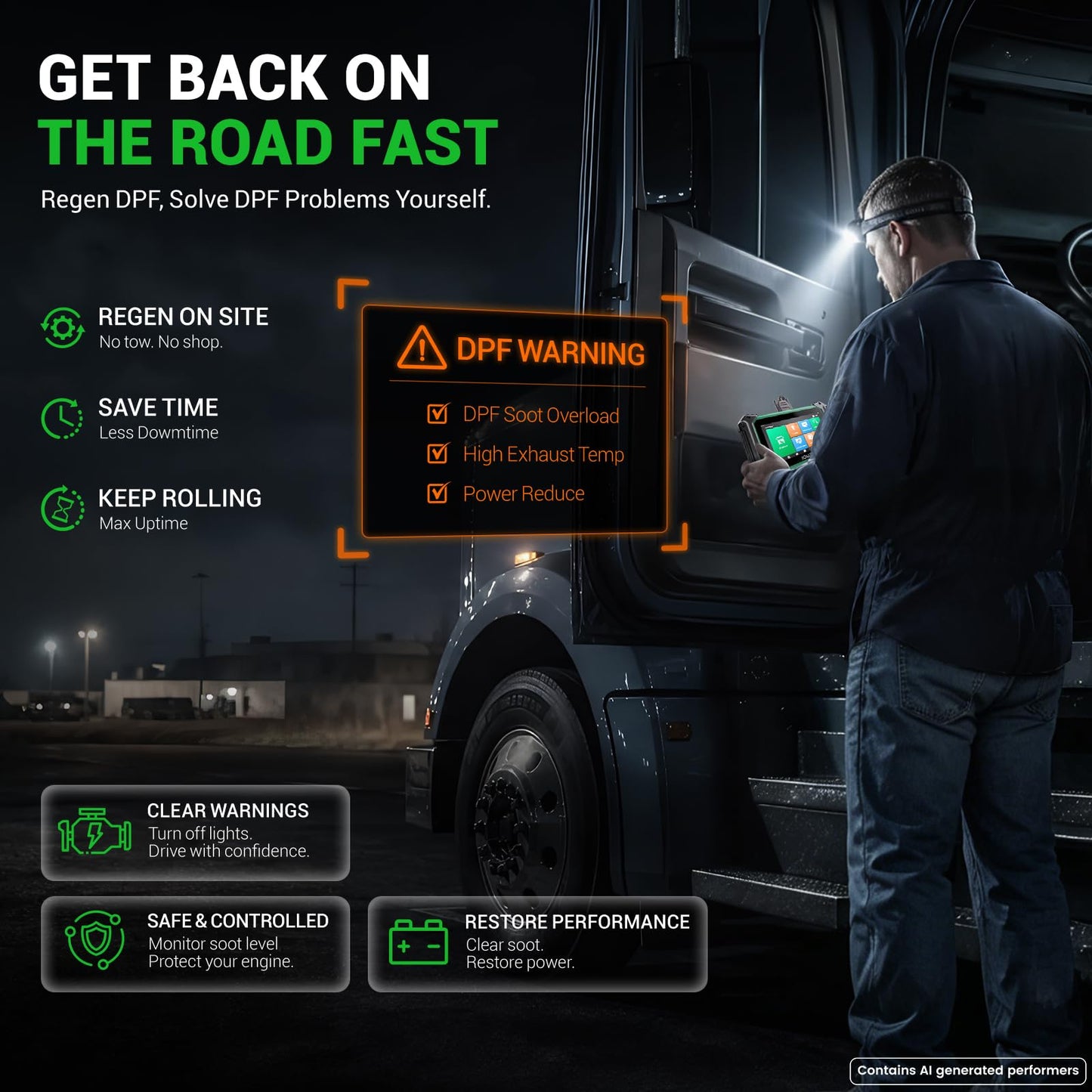 Heavy Duty Truck Diagnostic Scanner – DPF Regeneration – Bidirectional Scan Tool – Full System OBD2 – 42+ Reset Services – Diesel Truck Code Reader