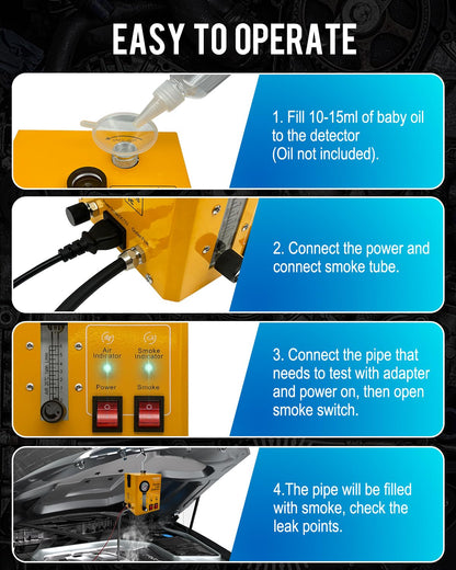 Automotive Smoke Leak Detector – Built-in Air Compressor – EVAP Vacuum Fuel System Leak Tester – Car Diagnostic Smoke Machine – Professional Leak Detection Tool