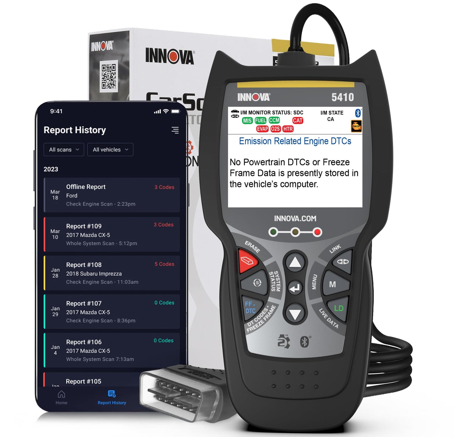 OBD2 All System Diagnostic Scanner – Engine ABS SRS Transmission – Car & Truck Code Reader – Bluetooth App Compatible – Live Data & Diagnostics Tool