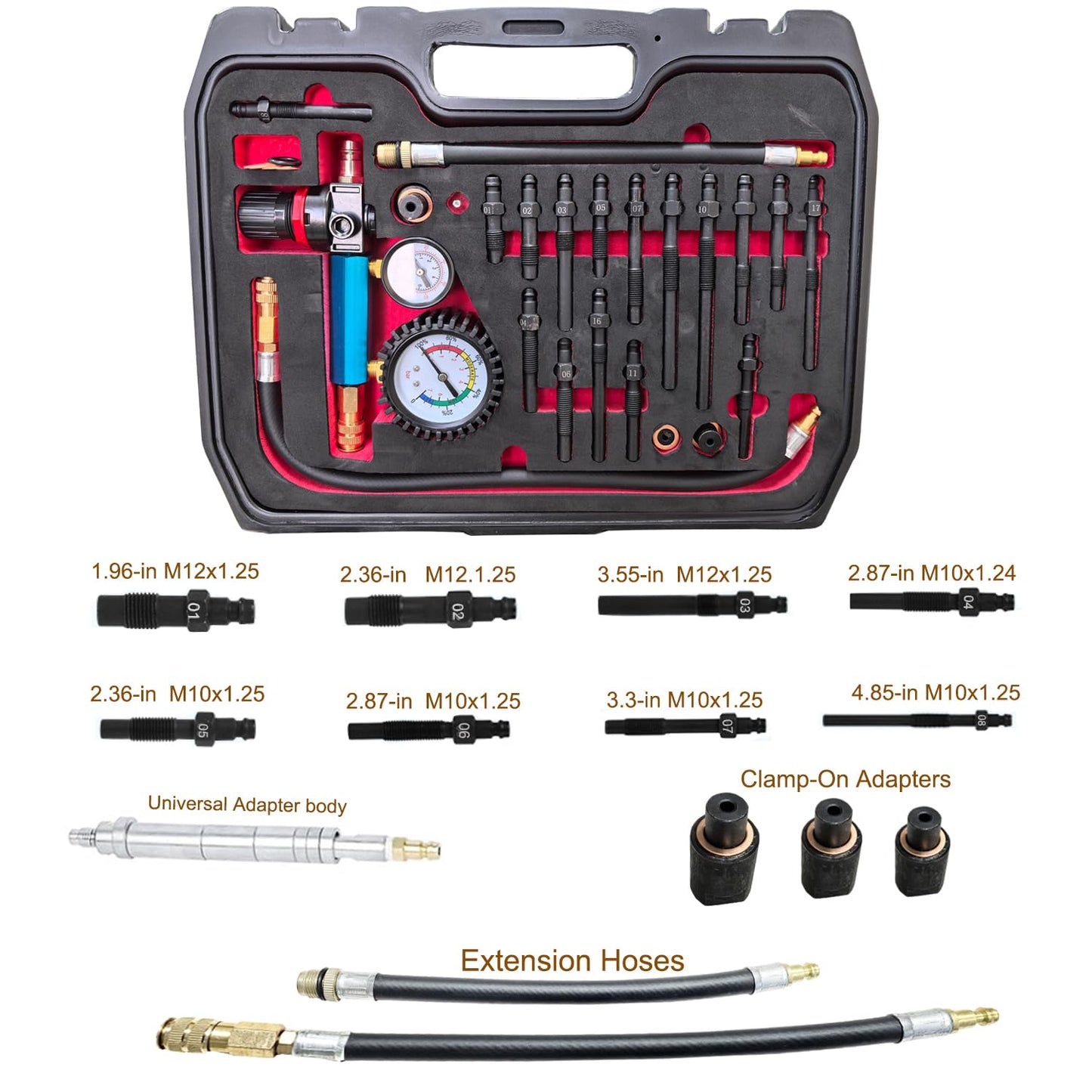 Engine Compression & Leak Down Tester Kit – Diesel & Petrol Diagnostic Tool – Dual Gauge Cylinder Pressure Tester – Automotive Engine Maintenance Scan Kit