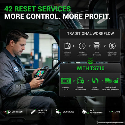 Heavy Duty Truck Diagnostic Scanner – DPF Regeneration – Bidirectional Scan Tool – Full System OBD2 – 42+ Reset Services – Diesel Truck Code Reader