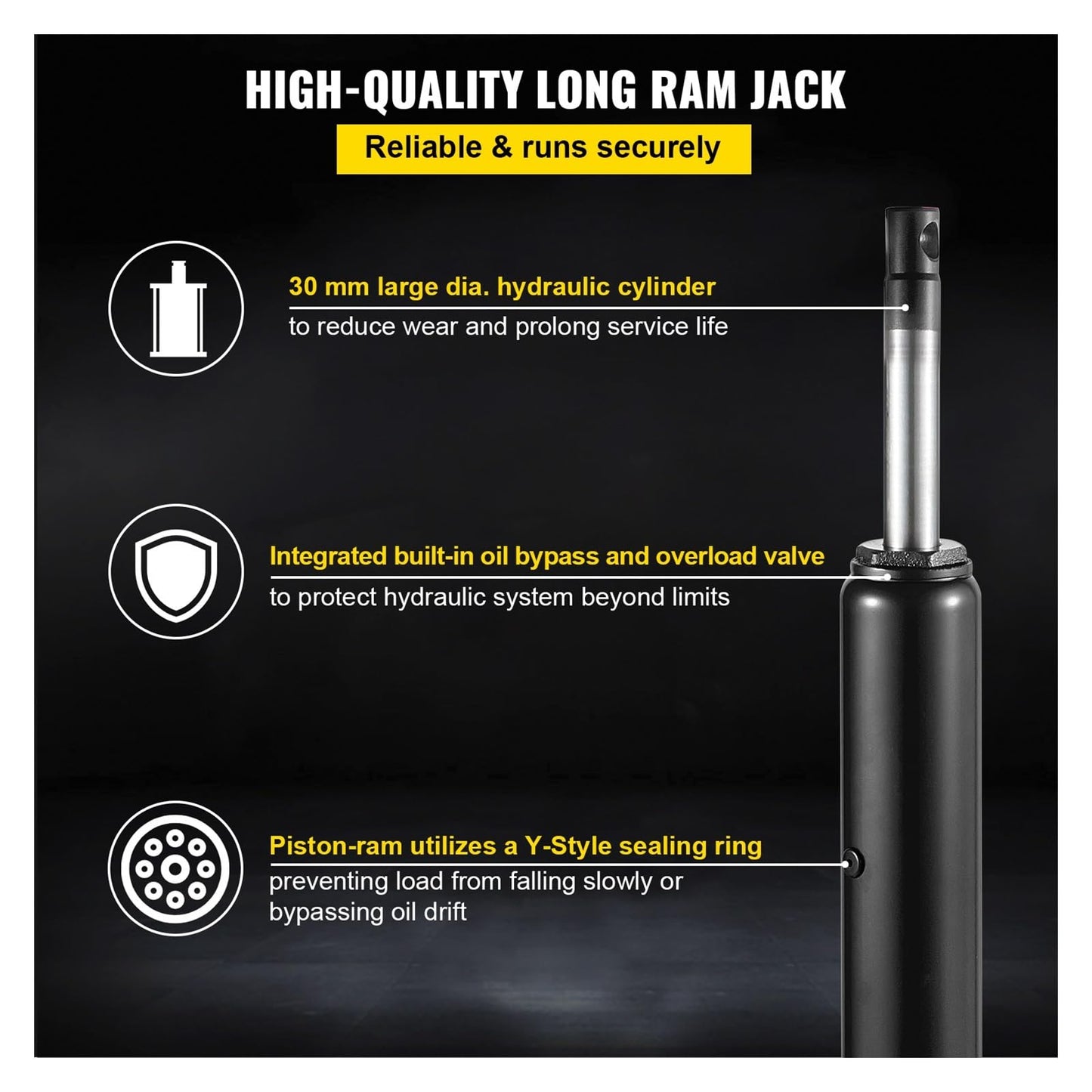 Hydraulic Engine Hoist Jack – 8 Ton Long Ram – Cherry Picker Lift Cylinder – Manual Pump Garage Shop Crane & Car Lifting Tool