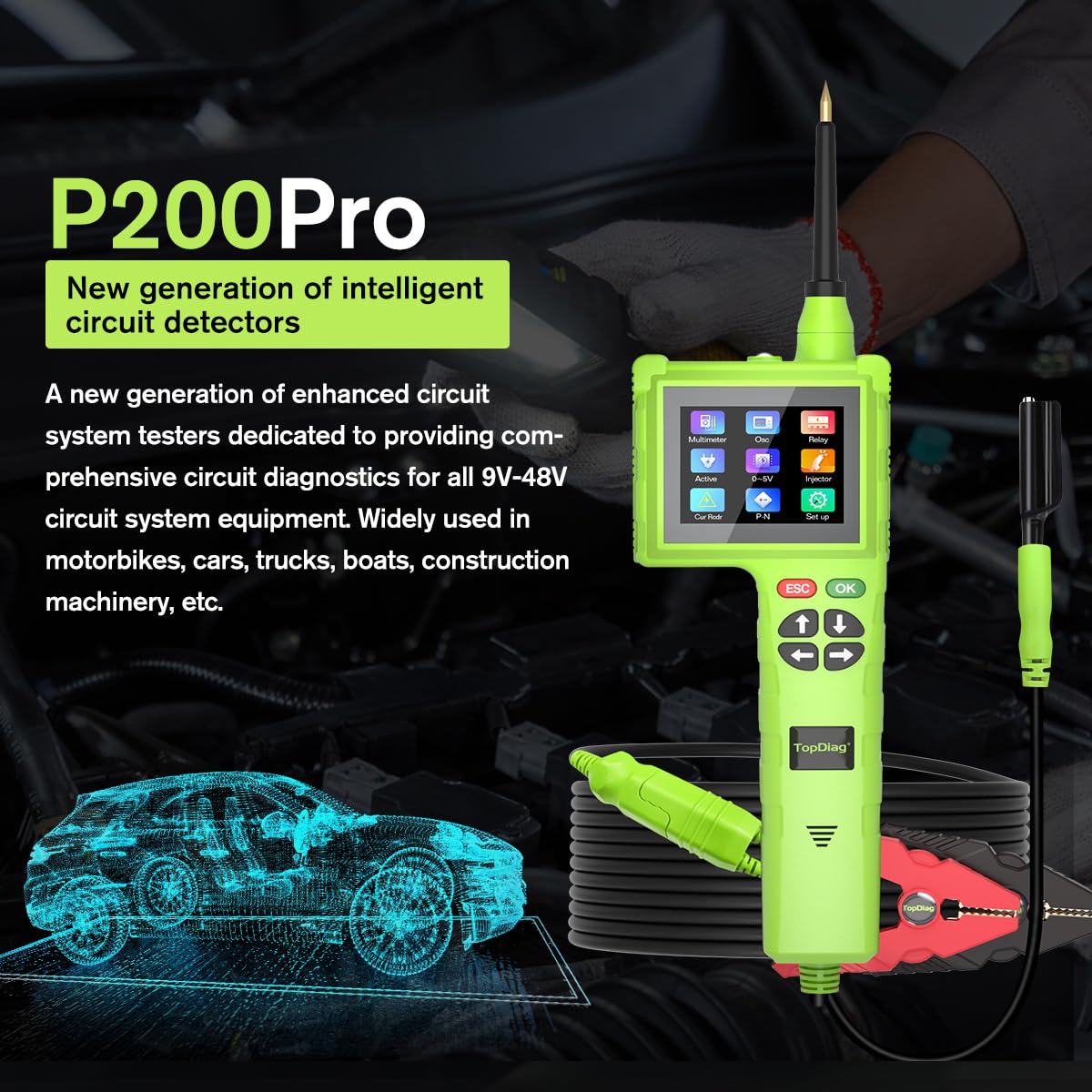 Automotive Circuit Tester – Electric Power Probe Tool – All Vehicle Electrical System Diagnostic Tester – Voltage & Wiring Check Tool