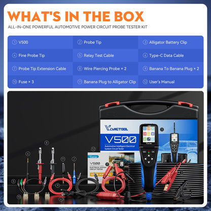 Automotive Circuit Probe Tester Kit – Car Electrical Diagnostic Tool – Short/Open Circuit Finder – Oscilloscope & Multimeter Functions – Relay Fuse Injector & AC/DC Tester