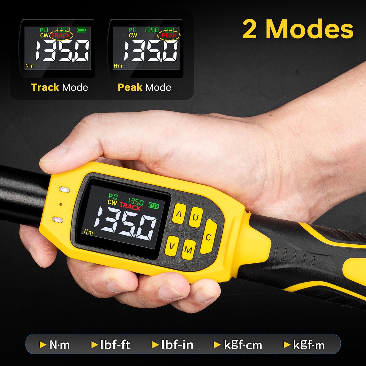 Digital Torque Wrench – 3/8" Drive – 5-99.5 ft-lb – ±1% Accuracy – Smart Alert – Electric Torque Tool – Extension Bars – Automotive Repair
