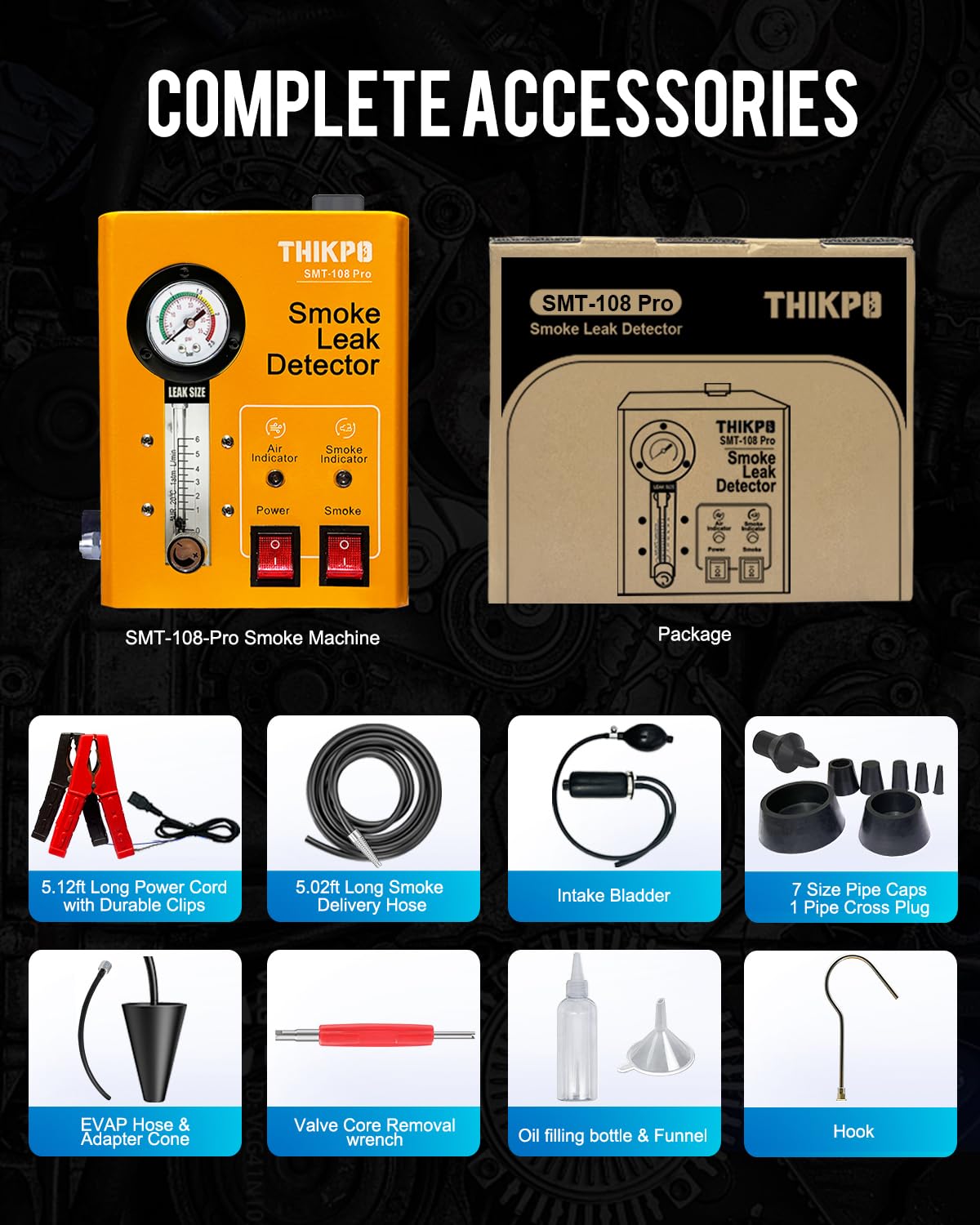 Automotive Smoke Leak Detector – Built-in Air Compressor – EVAP Vacuum Fuel System Leak Tester – Car Diagnostic Smoke Machine – Professional Leak Detection Tool