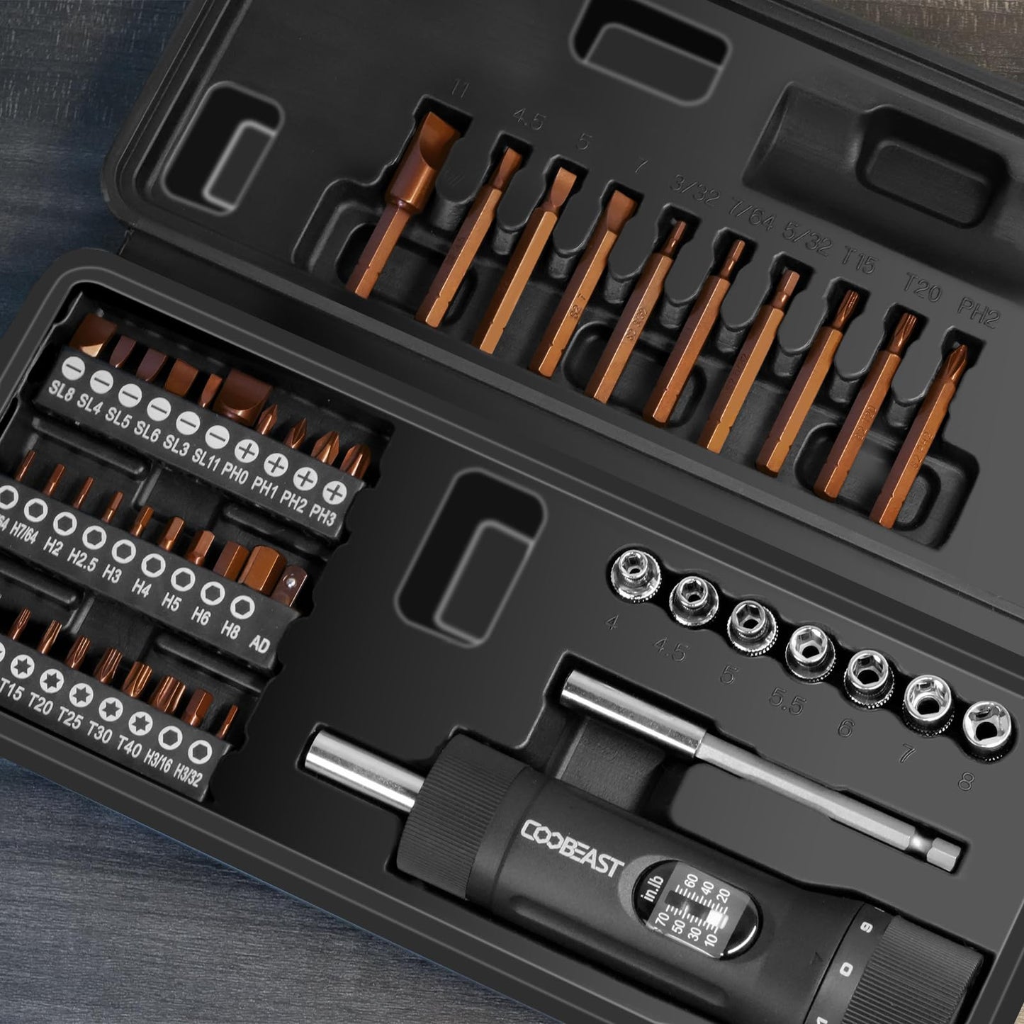 Torque Screwdriver Set – 10-70 in-lb – 49PCS S2 Bits & Sockets – 1/4” Drive – Precision Repair Tool Kit
