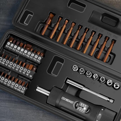 Torque Screwdriver Set – 10-70 in-lb – 49PCS S2 Bits & Sockets – 1/4” Drive – Precision Repair Tool Kit