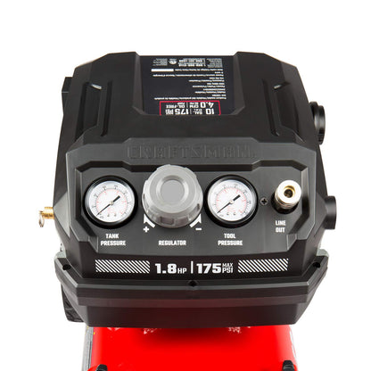 Air Compressor – 10 Gallon – 175 PSI Max – 1.8 HP – Oil-Free – Quiet Shop Compressor – 4.0 CFM @ 90 PSI – Portable Garage Air Tool