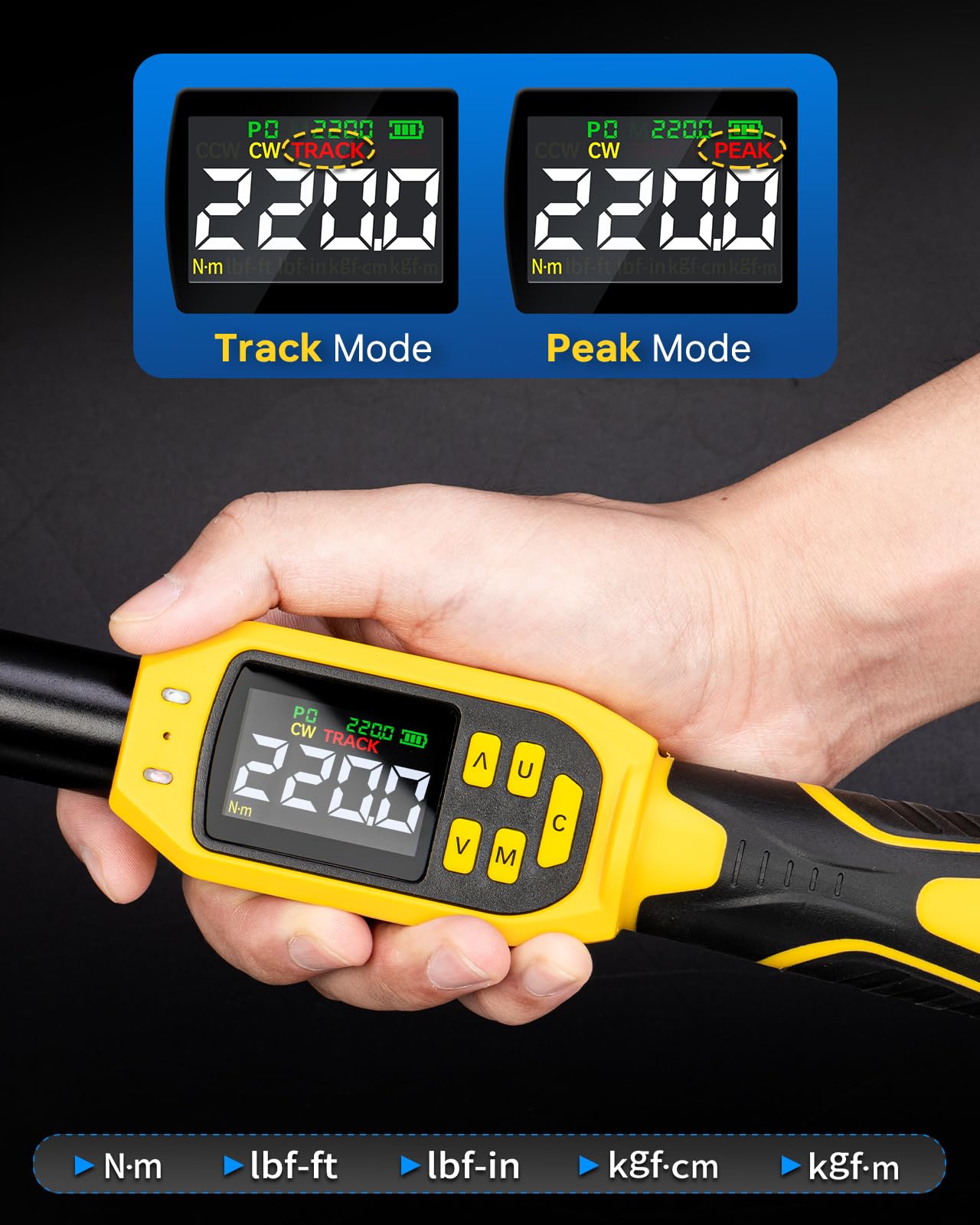 Digital Torque Wrench – 1/2" Drive – 8.5-160 ft-lb / 10-220 N·m – ±1% Accuracy – LED & Buzzer Alert – Socket Set – Automotive Repair Tool
